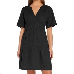 NWT Gap gauze black v-neck mini dress